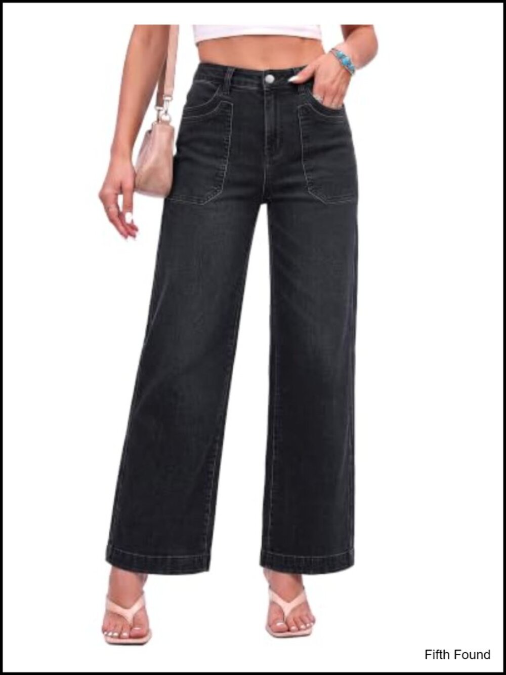 High Waisted Wide Leg Jeans Stretch Denim Straight Leg Ankle Pants